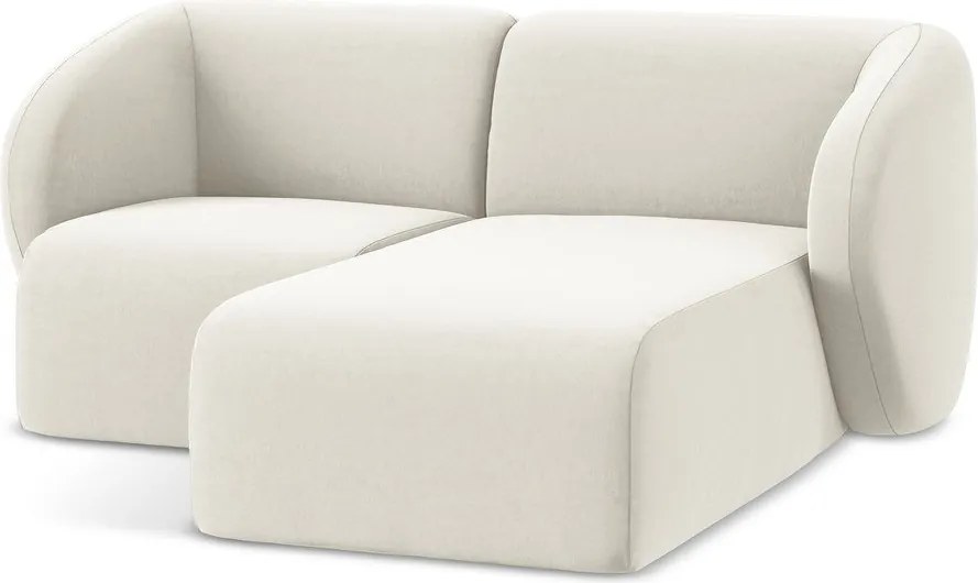 Bézs bársony sarokkanapé (jobb oldali-heverő résszel) Lani – Makamii