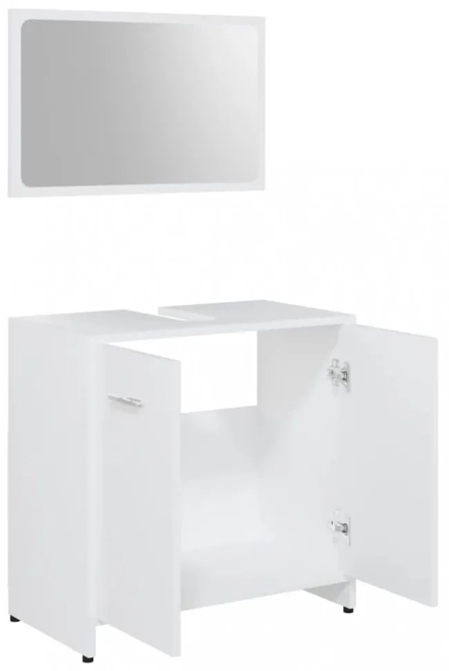 3 részes fehér szerelt fa fürdőszobai bútorszett