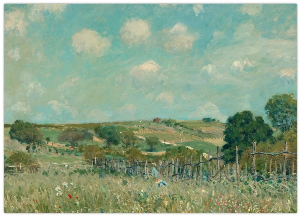 Üveg kép - Alfred Sisley,  Meadow, reprodukciók (70x50 cm)