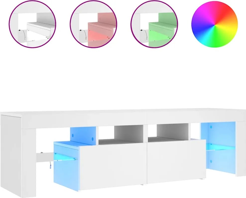 vidaXL fehér TV-szekrény LED-lámpákkal 140 x 36,5 x 40 cm