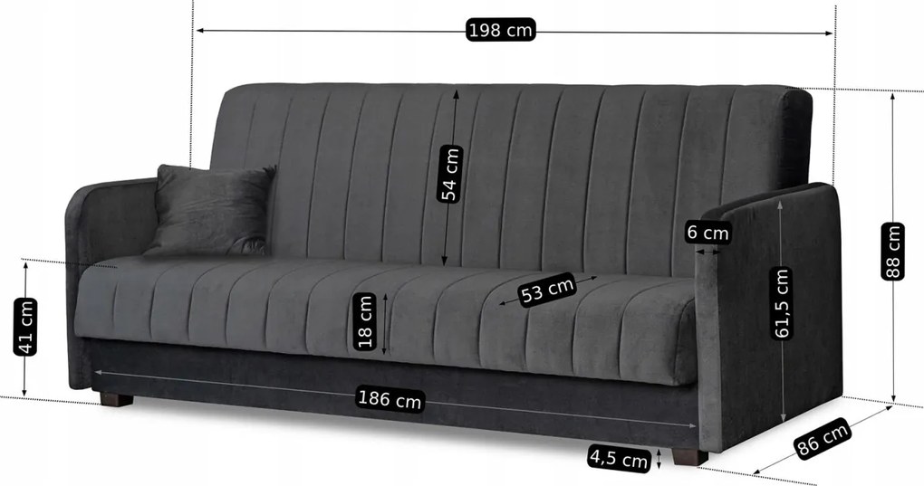 2 db-os szett, ágyazható kanapé szürke színben PORTO