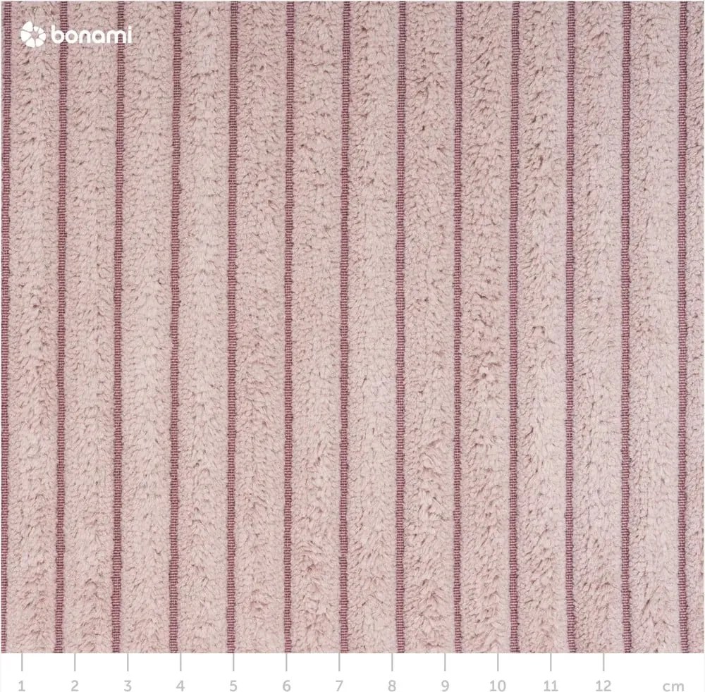 Világos rózsaszín kordbársony fotel lábtartóval Niko – Ropez