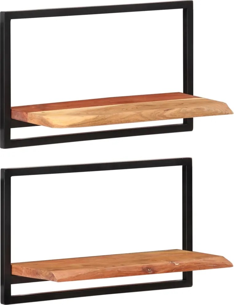 vidaXL 2 darab tömör akácfa és acél falipolc 60 x 25 x 35 cm