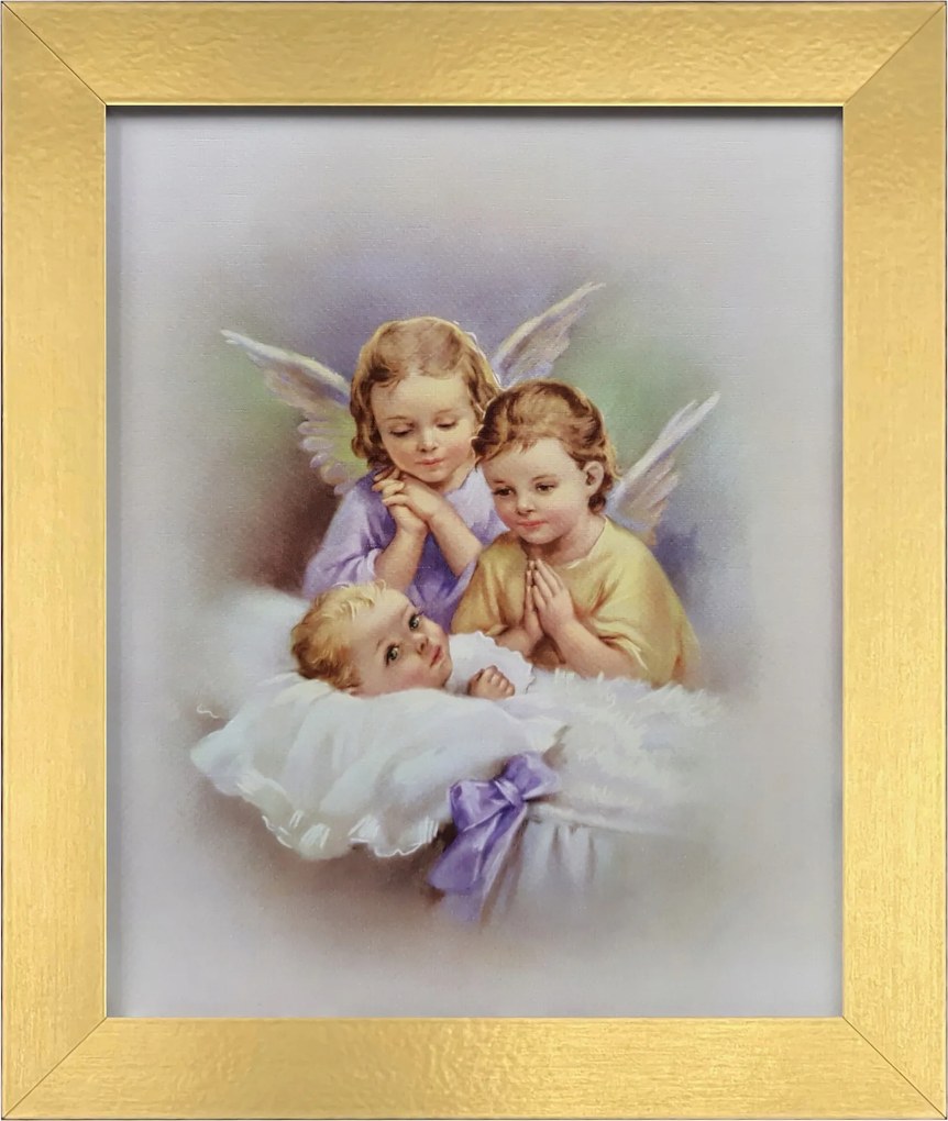 Vászonkép 30x25 Őrangyal Arany Keret Keresztelő Áldozás