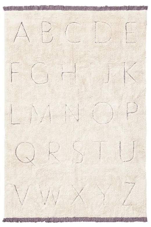 Krémszínű mosható kézi szövésű pamut gyerek szőnyeg 140x200 cm ABC – Lorena Canals