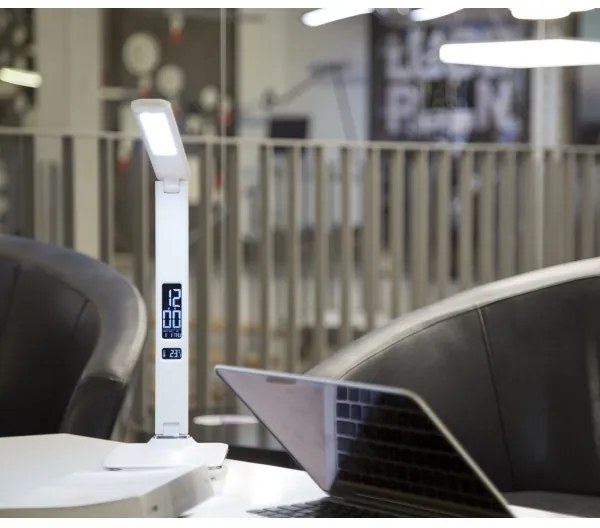 Immax 08934L - LED Asztali lámpa kijelzővel KINGFISHER LED/9W/230V fehér