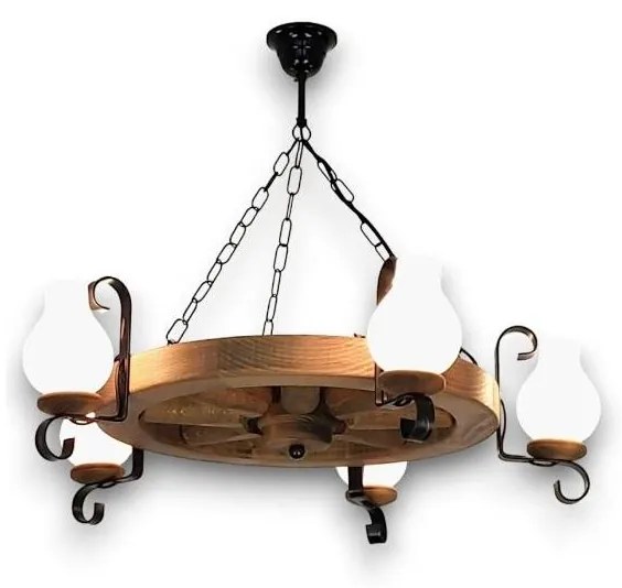 Brilagi - Csillár láncon ROATA 5xE14/40W/230V bükkfa