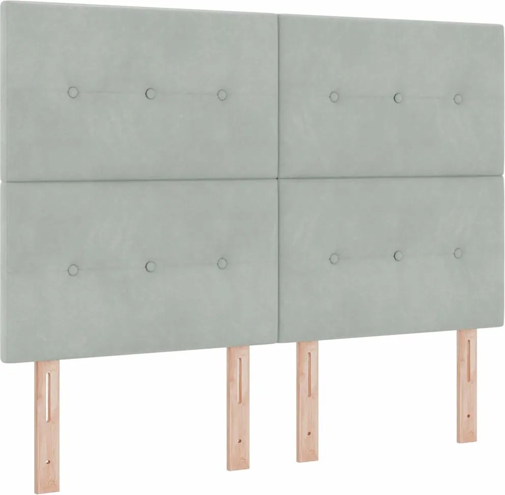 vidaXL LED Box Spring Ágy matracmal Világosszürke 140 x 200 cm szövet