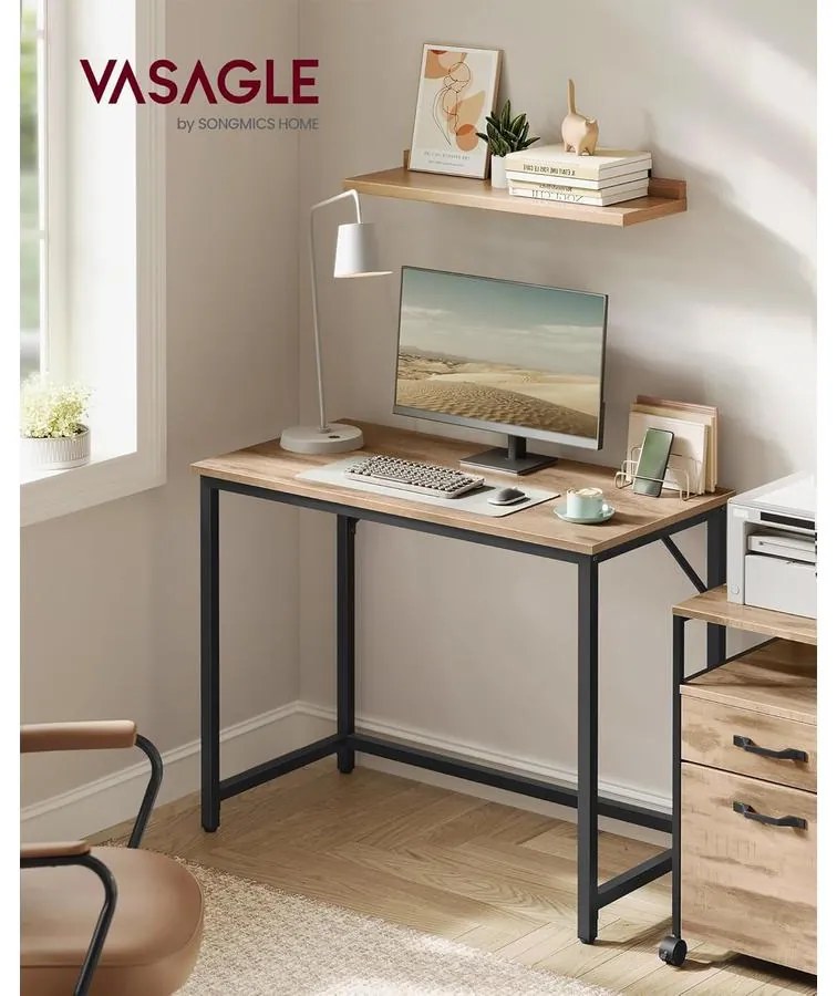 Íróasztal 100 × 50 × 76 cm karamell barna–fekete színben