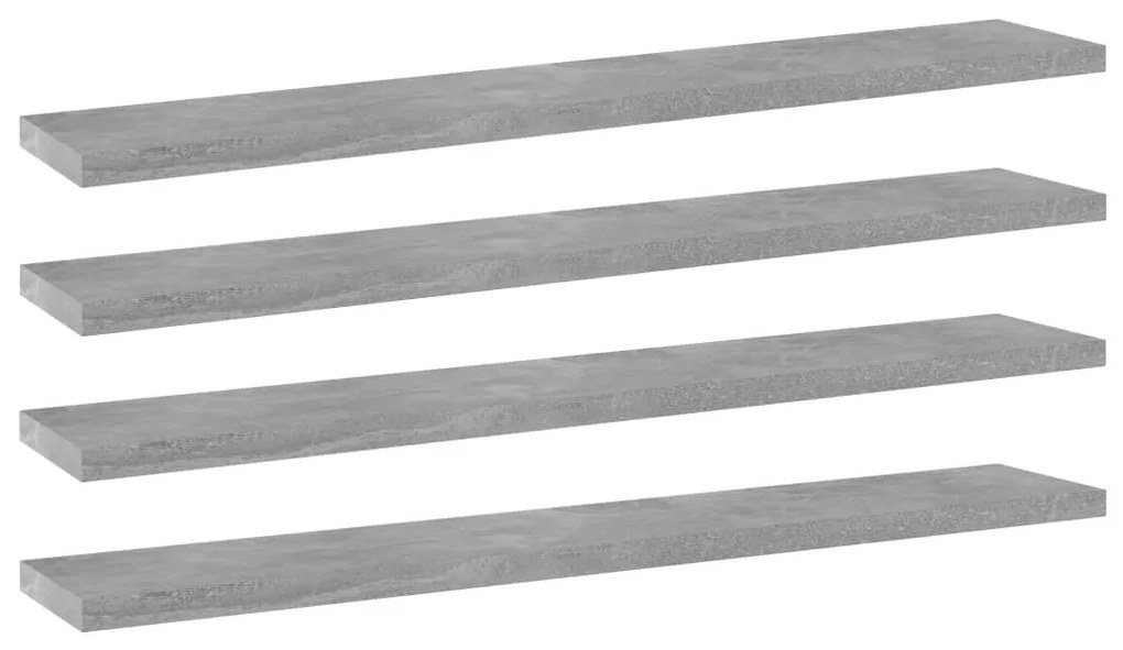 4 db betonszürke szerelt fa könyvespolc 60 x 10 x 1,5 cm