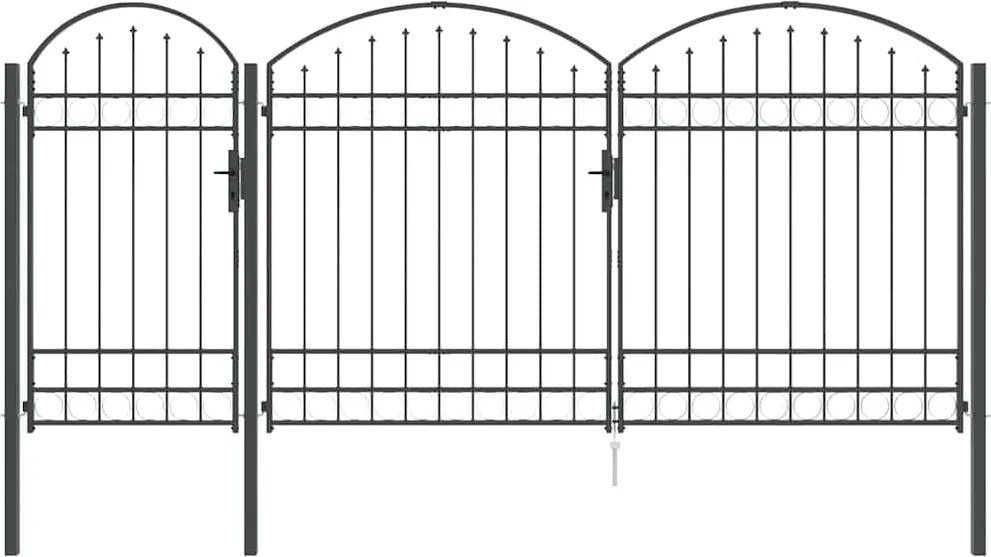 vidaXL Kerti Kapu Íves Födelével Szürke 400 x 125 cm Acél