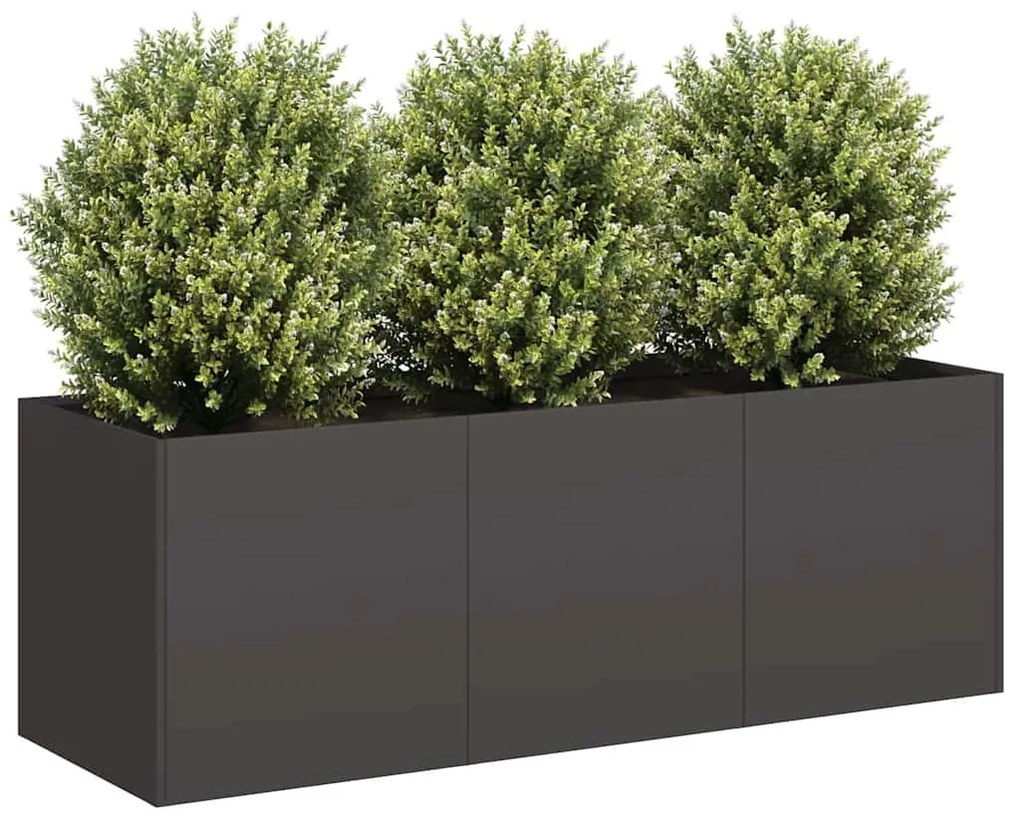 fekete virágláda, hidegen hengerelt acél, 120 x 40 x 40 cm