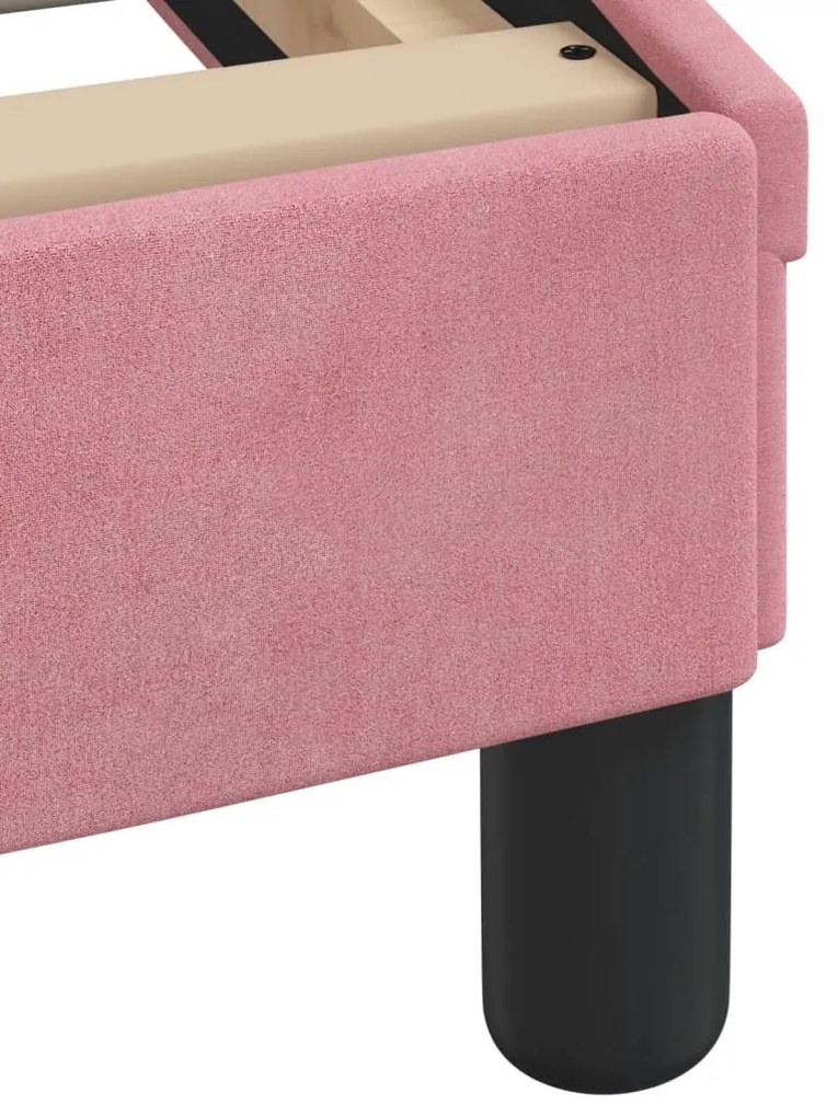 rózsaszín bársony ágykeret matrac nélkül Hanko 160 x 200 cm