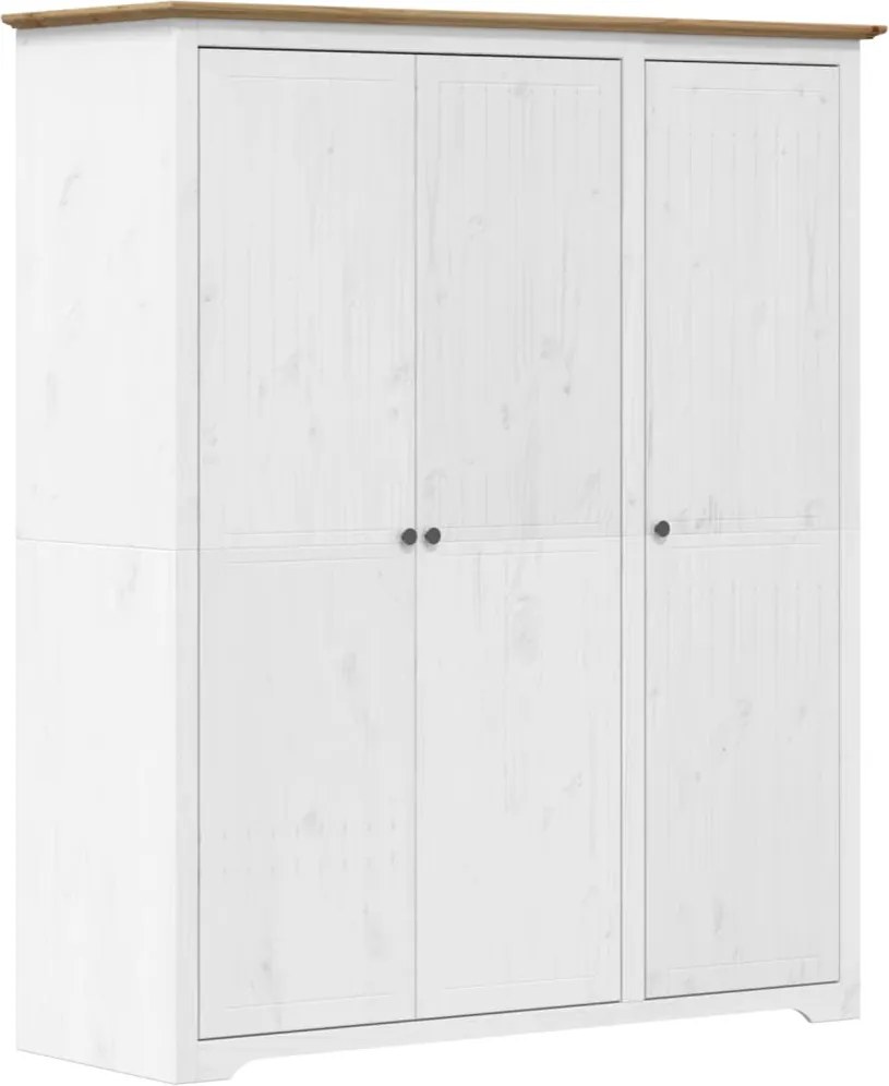 vidaXL BODO fehér és barna tömör fenyőfa ruhásszekrény 146x53,5x173 cm