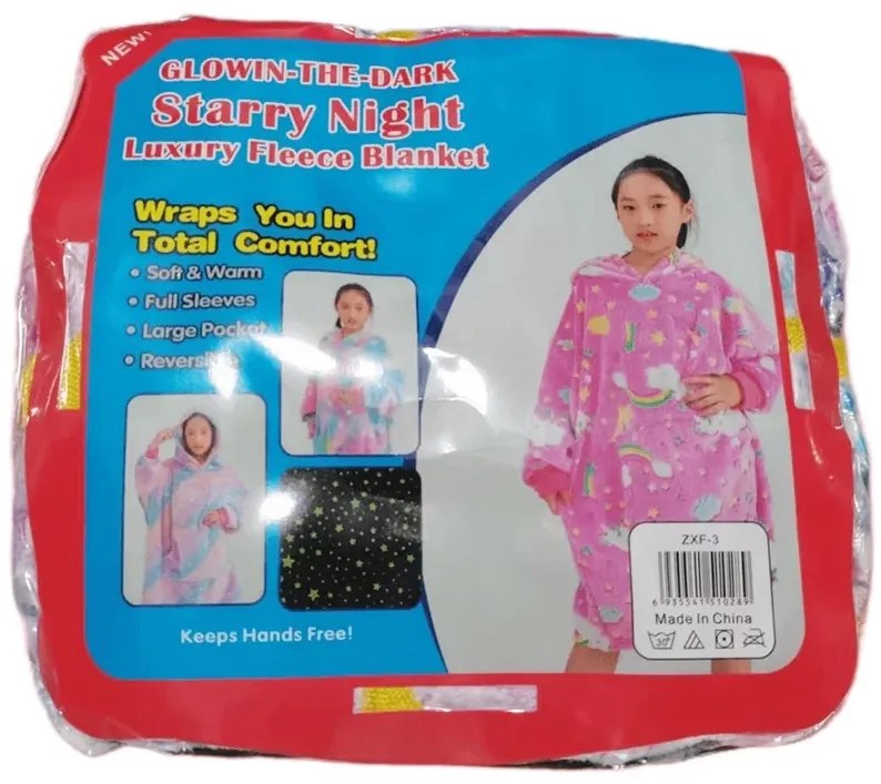 Világító mikroszálas takaró kapucnival - színes