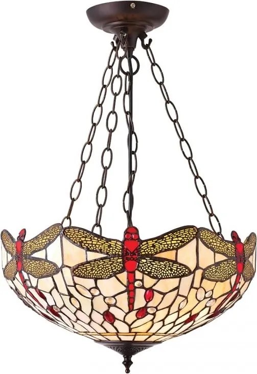 Endon klasszikus tiffany függeszték dragonfly beige sötétbarna sokszínű end70759