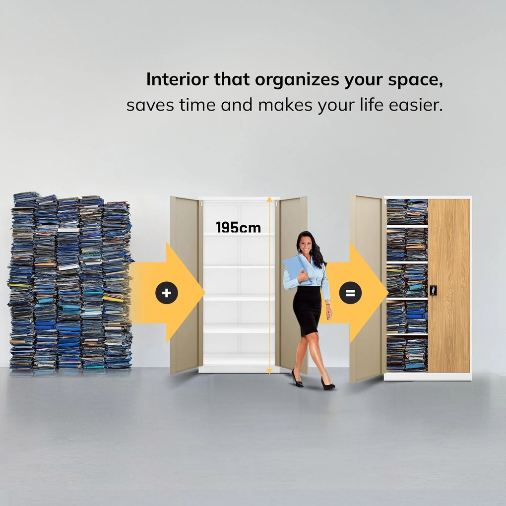 Iratszekrény fehér/arany tölgy: Eco Design JAN H