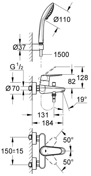 GROHE 33395002 - EURODISC COSMOPOLITAN kádcsaptelep, fényes króm