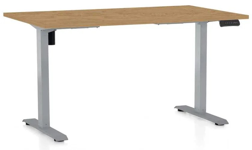 OfficeTech B állítható magasságú asztal, 120 x 80 cm, szürke alap, köves tölgy
