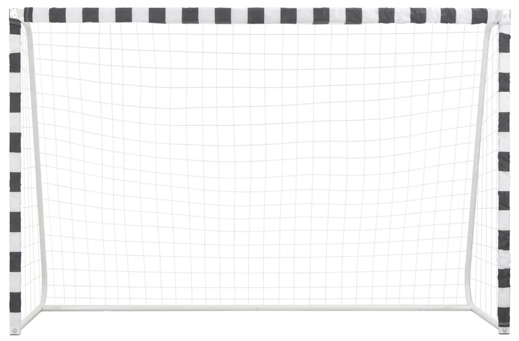 vidaXL fekete-fehér fém focikapu 300 x 200 x 90 cm