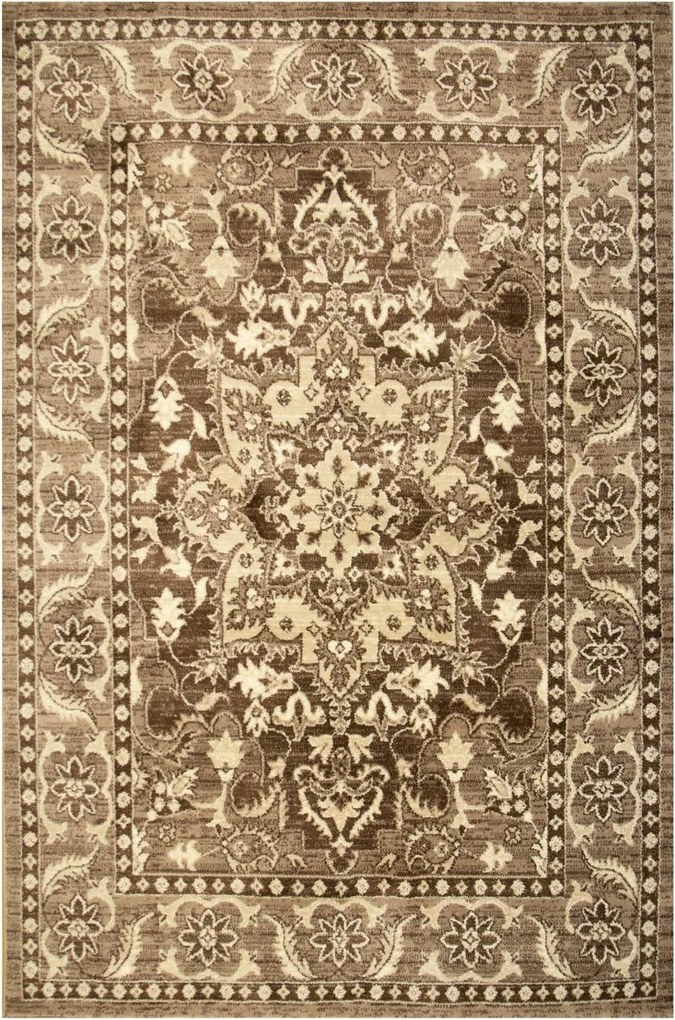 Barna Bézs Krémszínű Victoria Virágmintás Díszszszőnyeg 200x290 cm