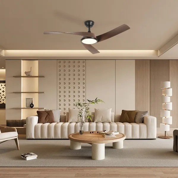 ZEVENTI - LED mennyezeti ventilátor AERYS LED/24W/230V Wi-Fi Tuya fekete/dió + távirányító