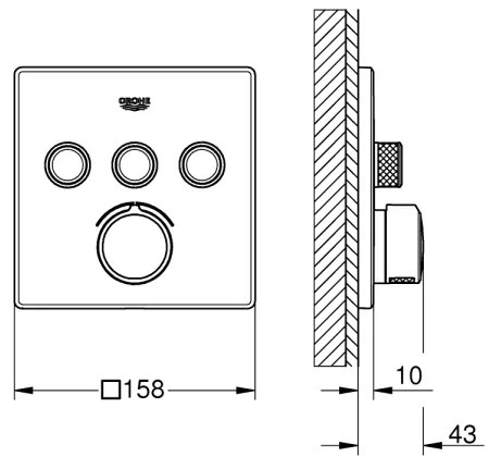 GROHE 29149000 - SMARTCONTROL falba süllyesztett csaptelep takarólap 158 × 158 mm króm