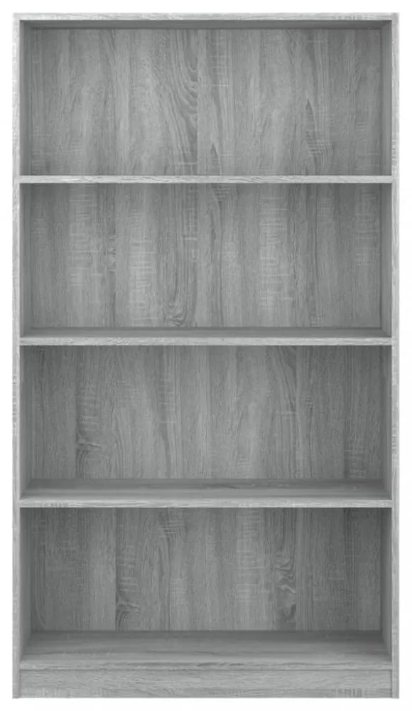 4 szintes szürke sonoma szerelt fa könyvszekrény 80x24x142 cm