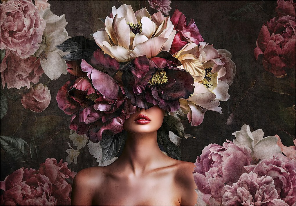 Fotótapéta Nő Virágok Vintage Hálószoba Nappali Tapéta Flizelina 150x105