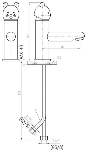 RAV Slezák SE326.0 - JUNIOR mosdócsaptelep 18,2 cm, piros/kék