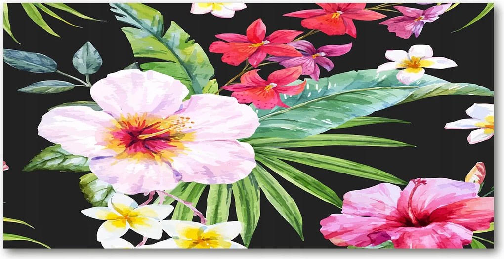 Fotó üvegkép Hawaii virágok 140x70