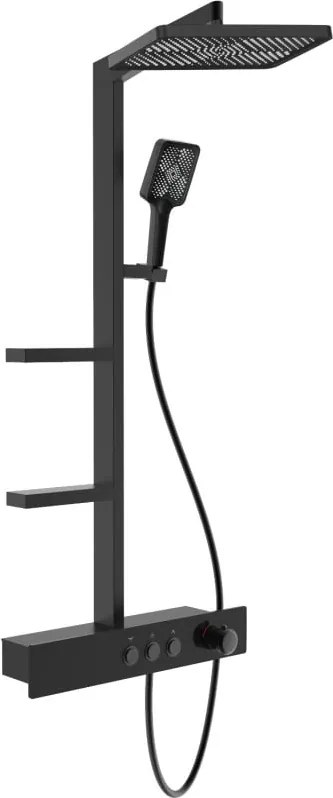 Mexen Saxx falon kívüli zuhanykészlet esőztetővel és csapteleppel, fekete - 78102-70