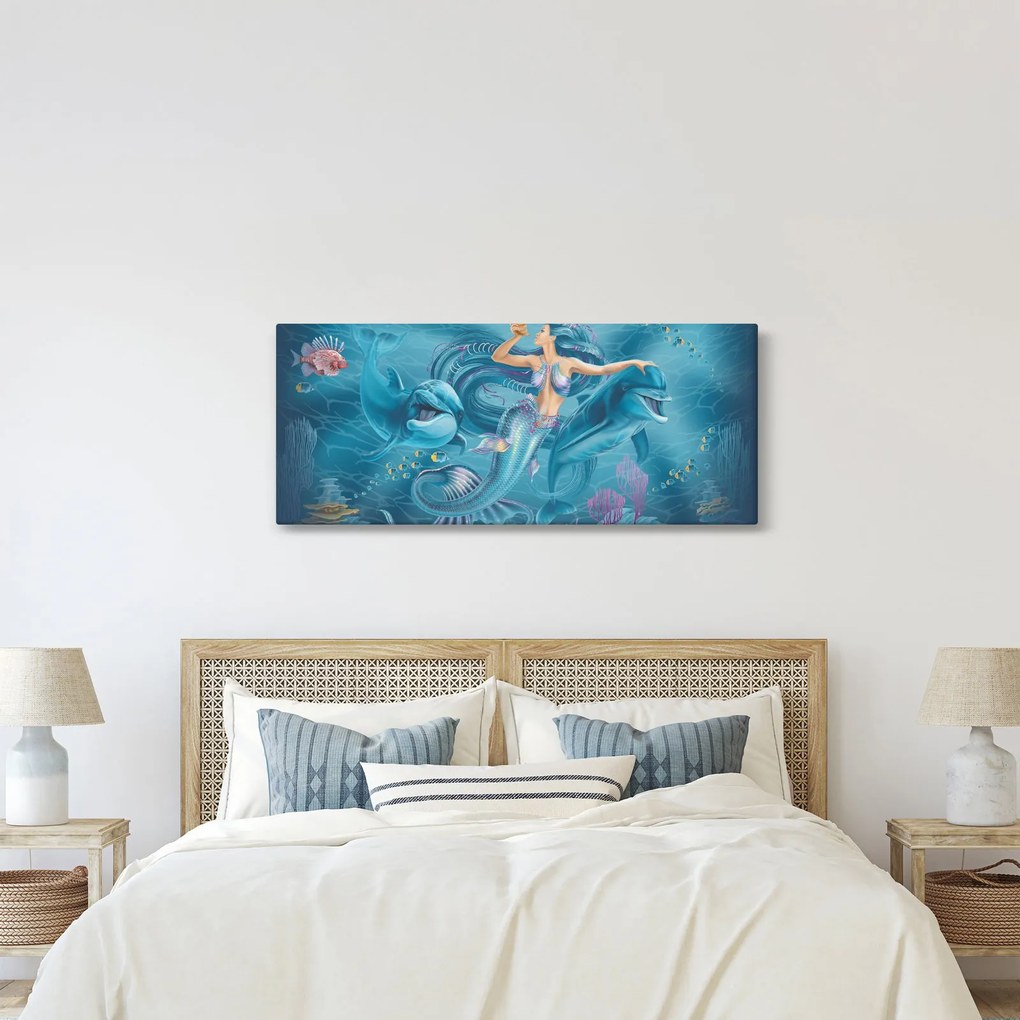 Kép - Sellő delfinekkel (120x50 cm)