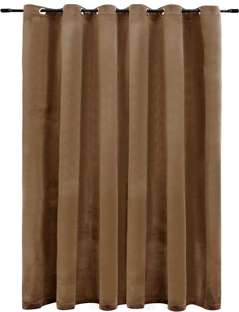 vidaXL bézsszínű bársony sötétítőfüggöny fémkarikákkal 290 x 245 cm