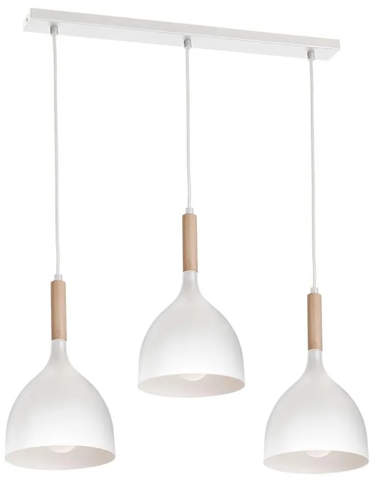 Csillár zsinóron NOAK WOOD 3xE27/15W/230V fehér/bükkfa