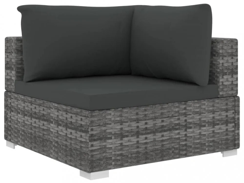 vidaXL 4-részes szürke polyrattan kerti bútorszett párnákkal