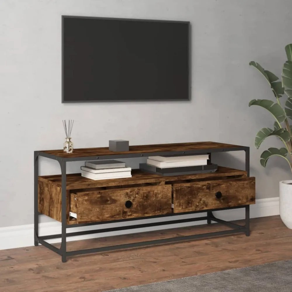 füstös tölgy színű szerelt fa TV-szekrény 100 x 35 x 45 cm