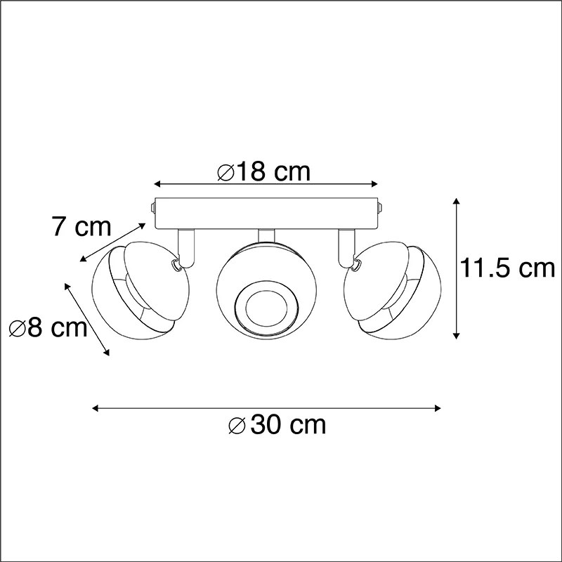 Modern spotlámpa 3-lámpás fekete arannyal belül - Buell Deluxe