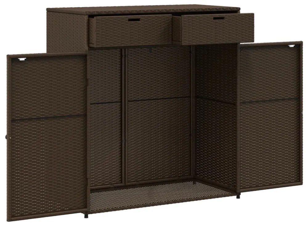 barna polyrattan kerti tárolószekrény 105 x 55 x 113 cm