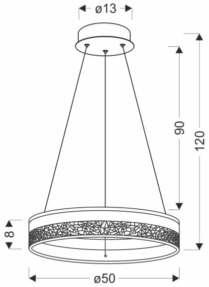 FROZI LED kábelre függesztett csillár LED/32W/230V, átm. 50 cm, arany