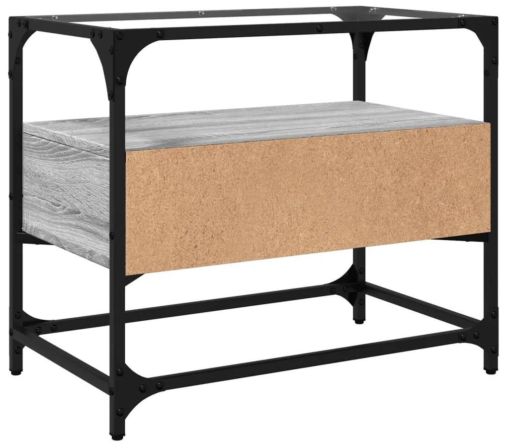 szürke sonoma szerelt fa TV-szekrény üveglappal 60 x 35 x 51 cm