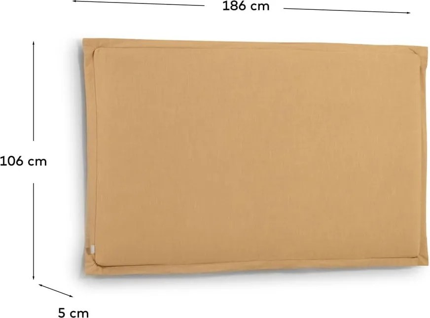 Mustársárga kárpitozott ágytámla 186x106 cm Tanit – Kave Home