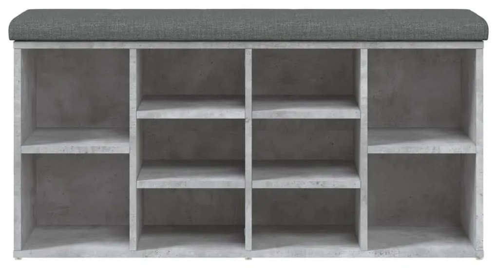betonszürke szerelt fa cipőtároló pad 102 x 32 x 50 cm