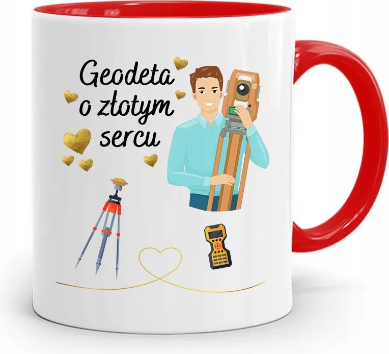 Piros Bögre Arany Szívű Geodéta Nyomtatott Fotóval