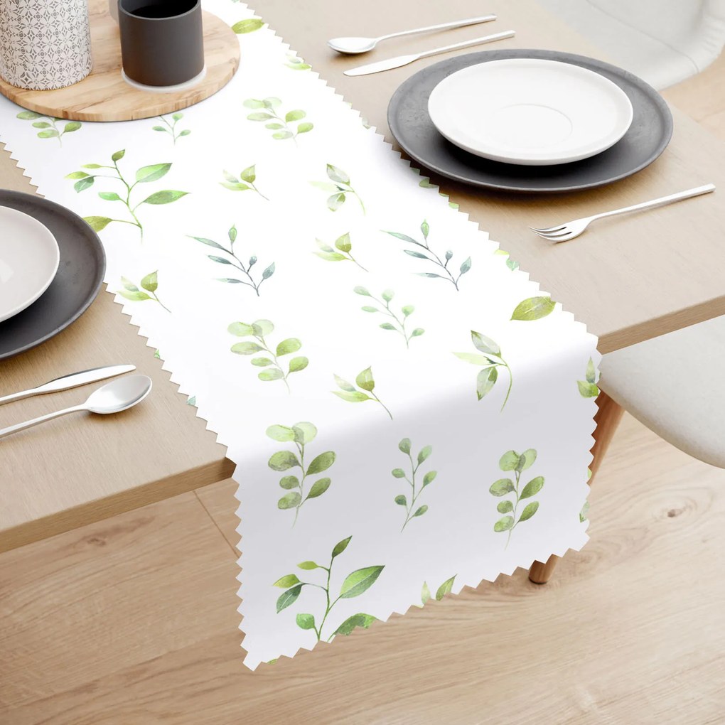 Goldea viaszosvászon asztali futó - eukaliptusz levelek 35x140 cm