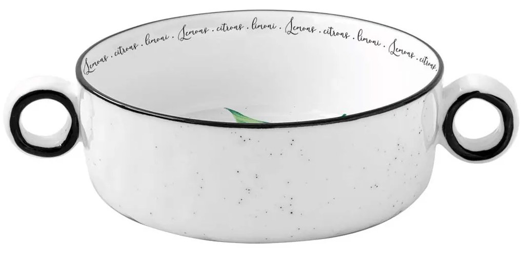 Citrom mintás Porcelán tál füllel 12 cm Amalfi