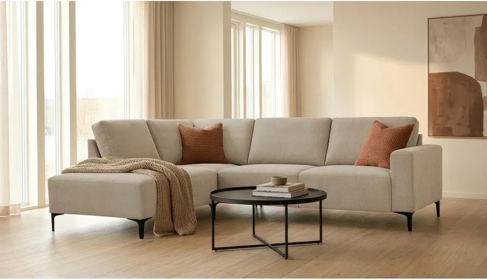 Világosbarna zsenília sarokkanapé (bal oldali-L alakú) Fabian – Scandic