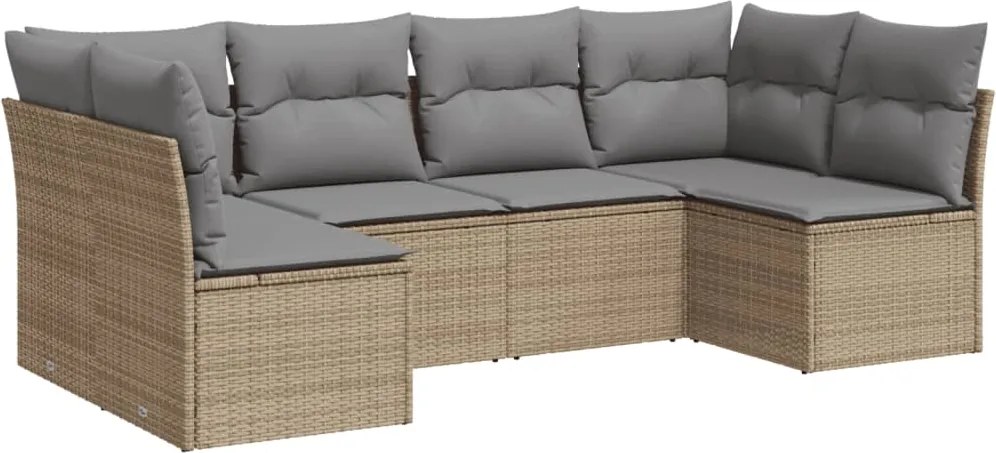 vidaXL 6 részes bézs polyrattan kerti ülőgarnitúra párnával