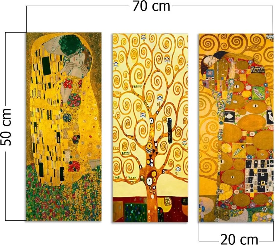 MDF0067 Gustav Klimt MDF falikép, 3 db-os szett
