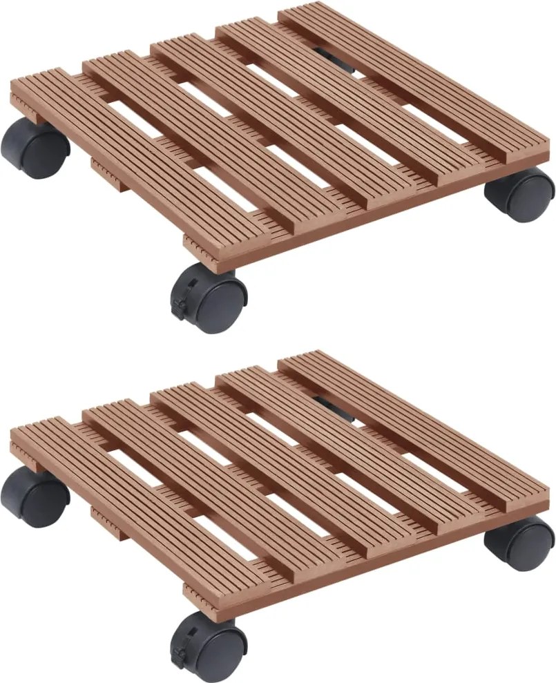 vidaXL 2 db barna WPC görgős virágtartó 30 x 30 x 7,5 cm